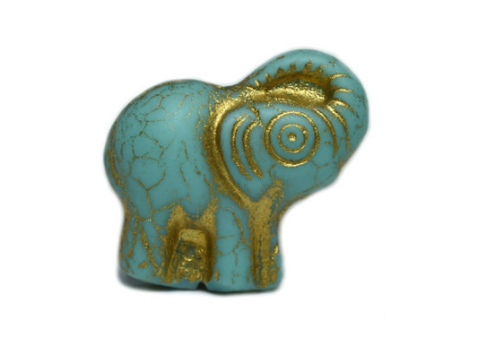 20x23mm Elephant Tiffany Green with a Gold Wash
