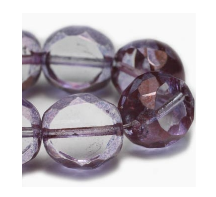 12mm Dual Faceted, oval, rectangle, flat, Round  czech glass, purple