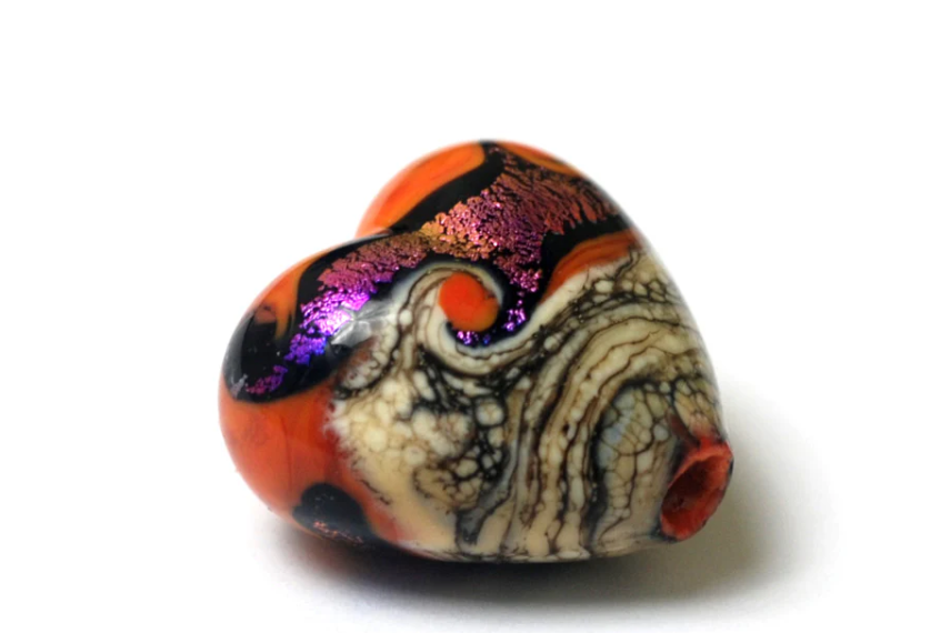 Heart lampwork bead-Magic Moment Waves Heart