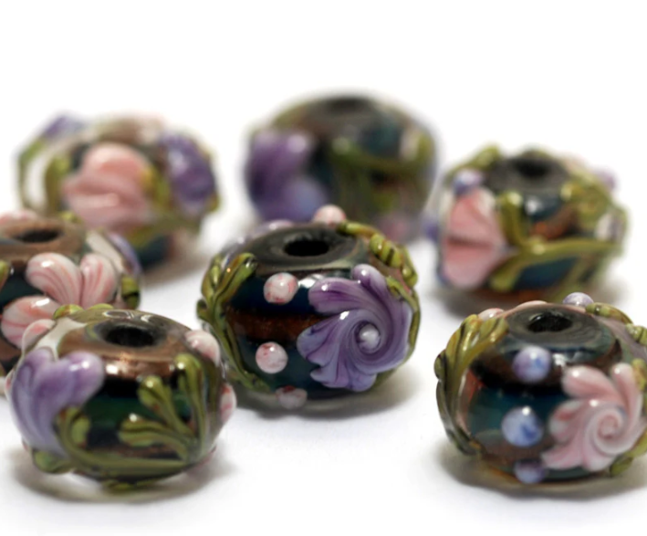 Seven Hidden Garden Rondelle Beads