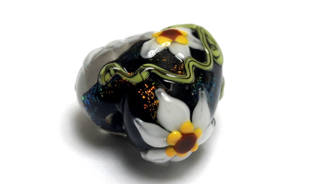 Heart lampwork bead-Hazel's Elegance Heart