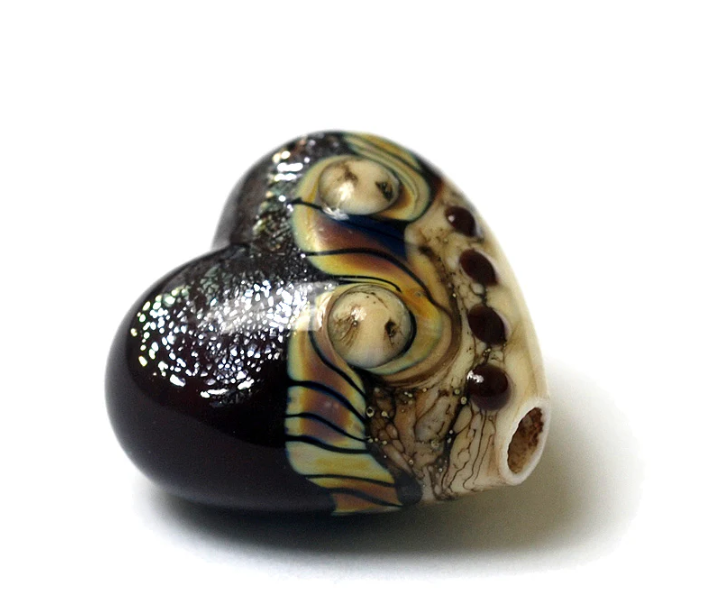 Heart lampwork bead-Dark Cherry Stardust Heart
