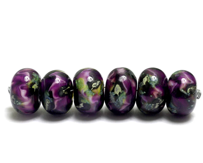Purple Meadow Rondelle Beads