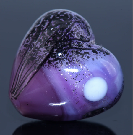 Heart lampwork bead-African Violet Moonlight Hear