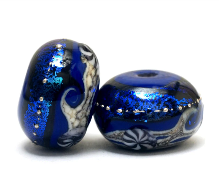 Cobalt Celestial Rondelle Beads