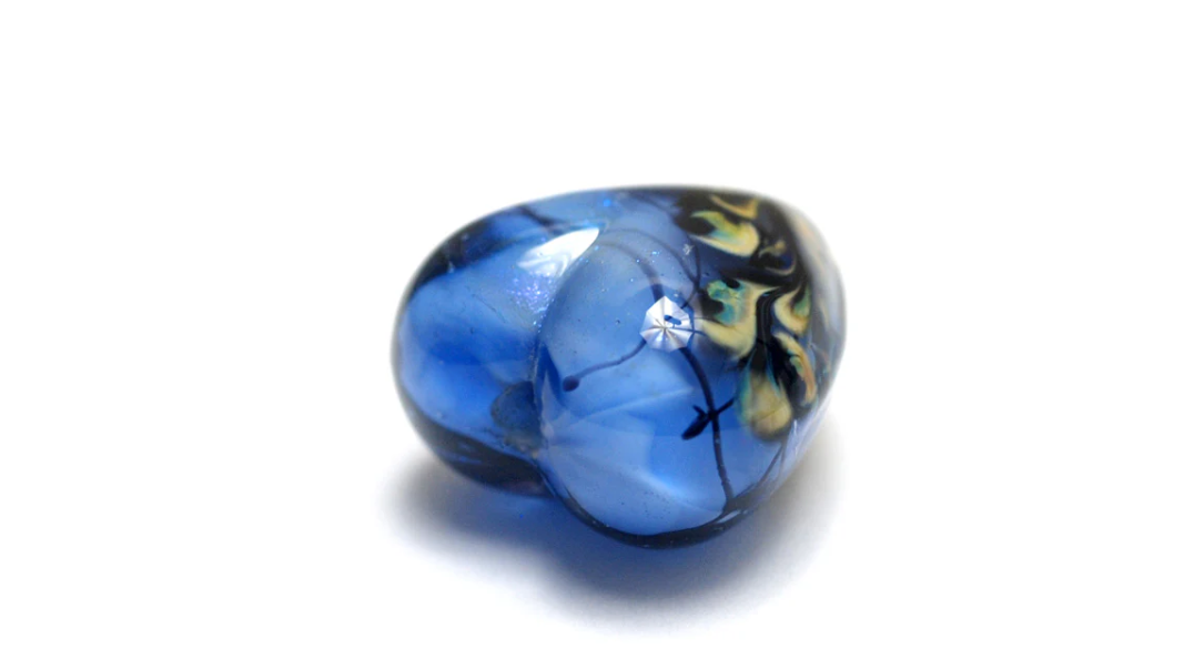 Heart lampwork bead-Arctic Blue Shimmer Heart
