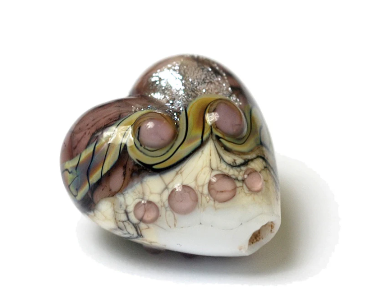Heart lampwork bead-Blushing Pink Stardust Heart