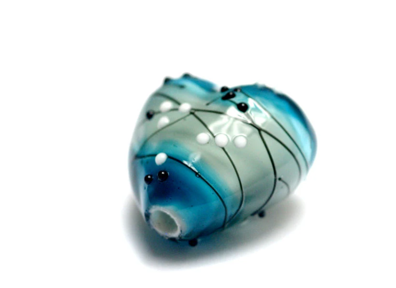 Heart lampwork bead-Windjammer Party Heart