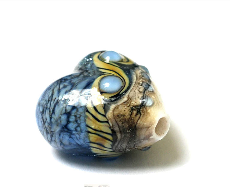 Heart lampwork bead-Sweet Blue Stardust Heart