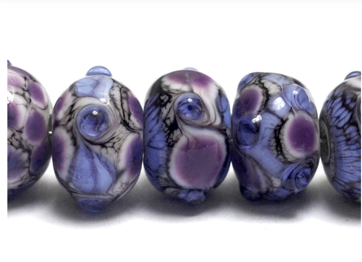 Seven Lavender Rock River Rondelle Beads