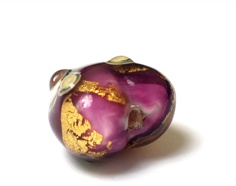 Heart lampwork bead-Cranberry Treasure Heart