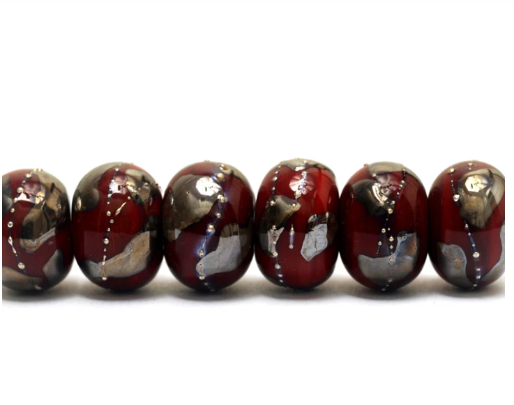 Regal Red Metallic Rondelle Beads