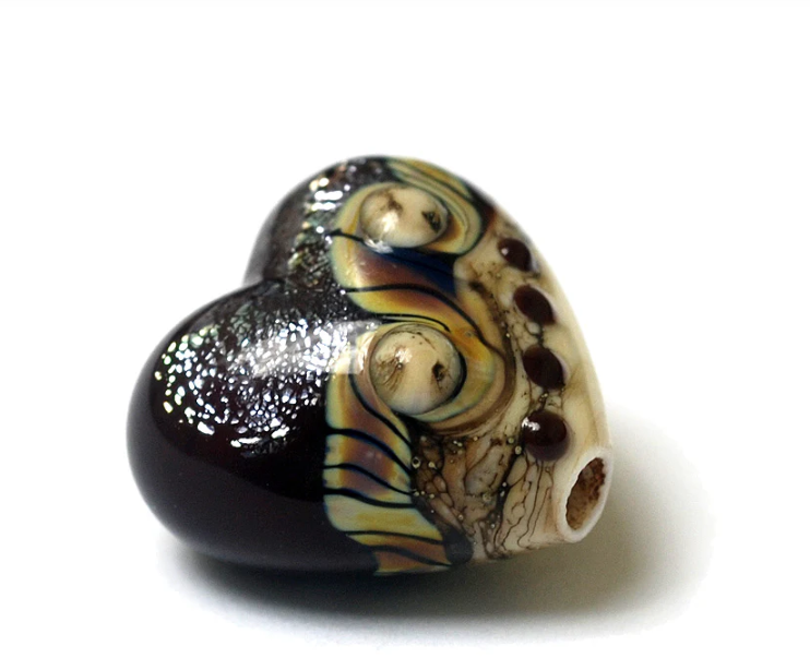 Heart lampwork bead-Dark Cherry Stardust Heart