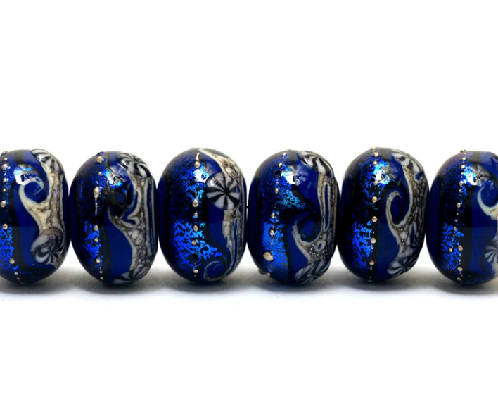 Cobalt Celestial Rondelle Beads