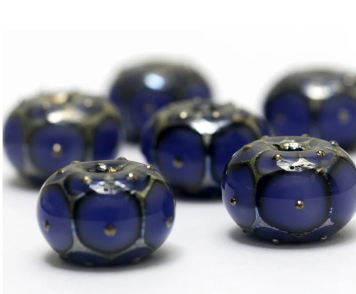 Lavender with Metal Dots glass Rondelle Beads