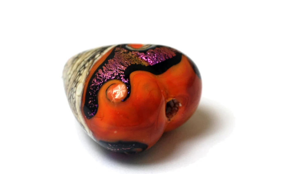 Heart lampwork bead-Magic Moment Waves Heart