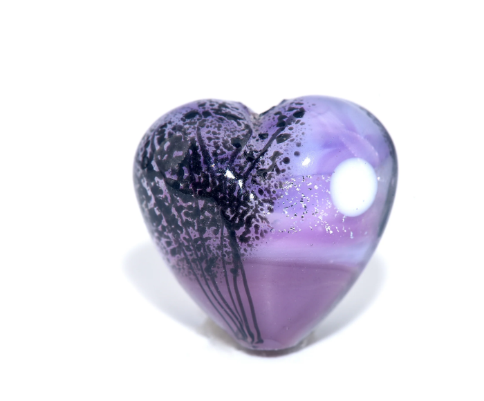 Heart lampwork bead-African Violet Moonlight Hear