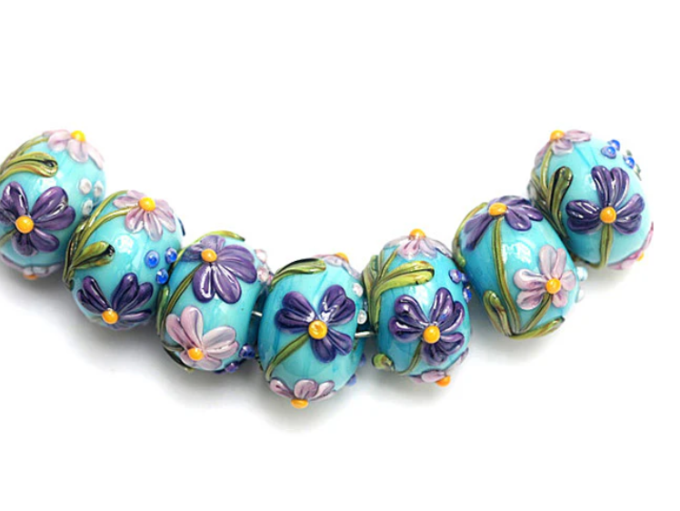 Seven Kiley's Bouquet Rondelle Beads