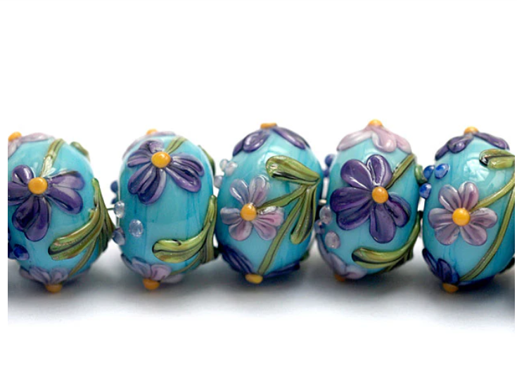Seven Kiley's Bouquet Rondelle Beads