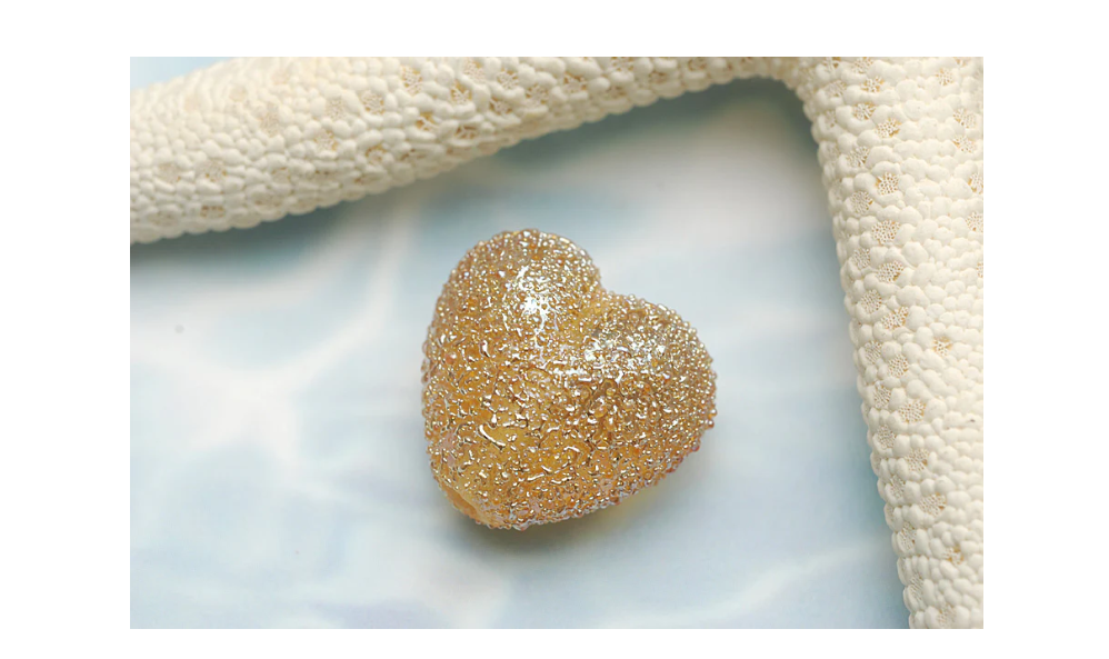 Heart lampwork bead-Golden Yellow Metallic Heart