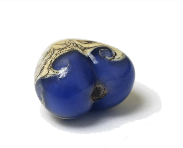 Heart lampwork bead-White and Purple Heart