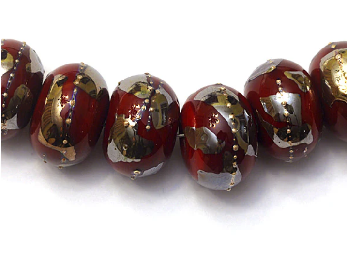 Regal Red Metallic Rondelle Beads
