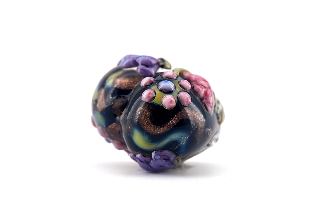 Heart lampwork bead-Hidden Garden Heart