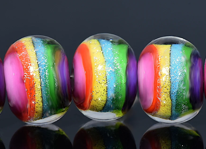 Seven Rainbow Balloons II Rondelle Beads-Rainbow