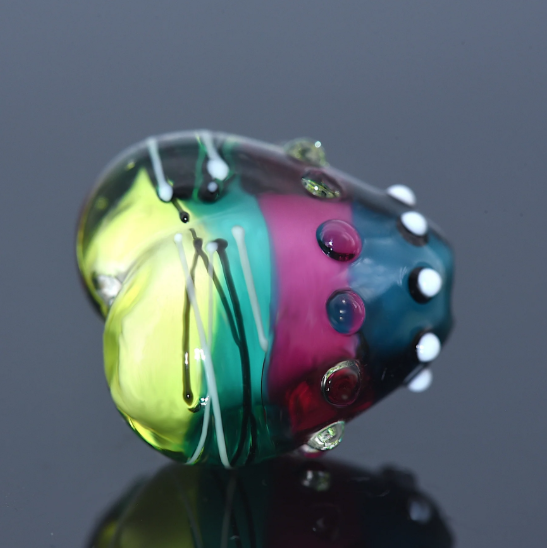 Heart lampwork bead-Begonia Stripes Heart
