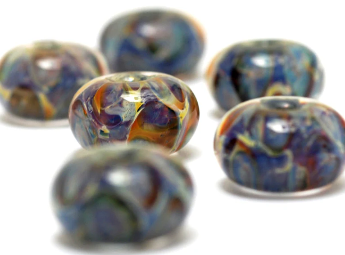 Blue-green & Purple Rondelle Beads