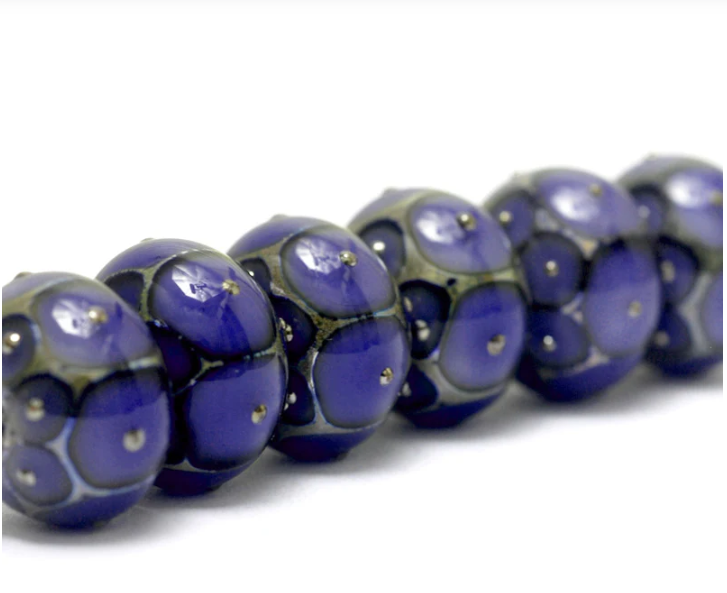 Lavender with Metal Dots glass Rondelle Beads