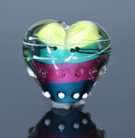 Heart lampwork bead-Begonia Stripes Heart