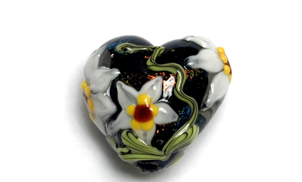 Heart lampwork bead-Hazel's Elegance Heart