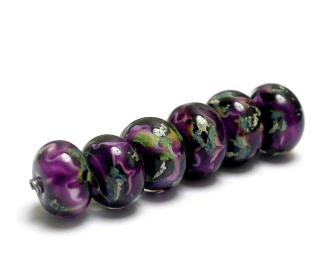 Purple Meadow Rondelle Beads