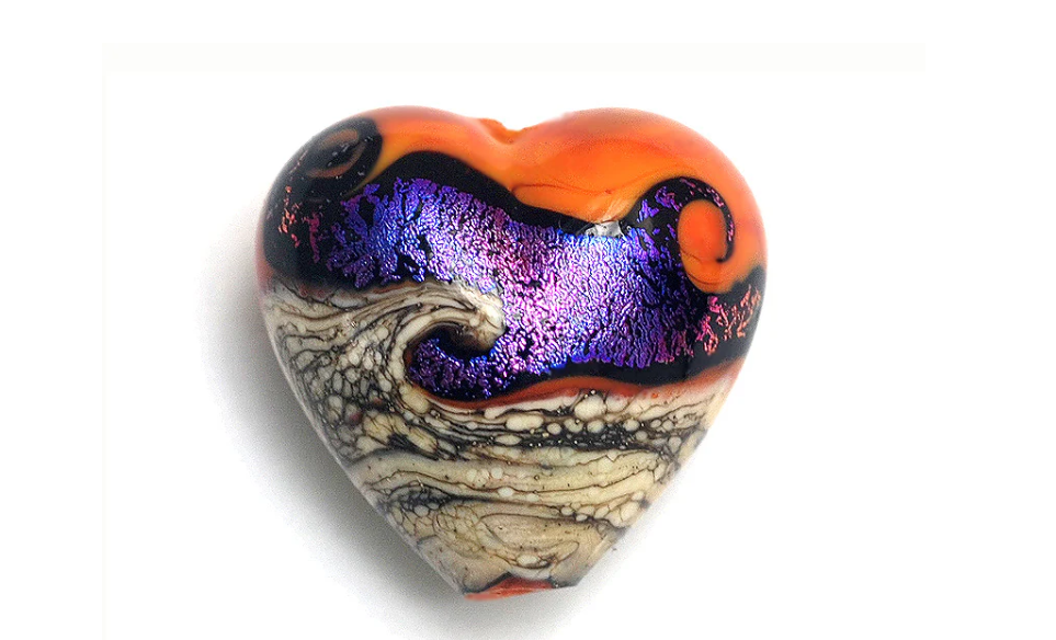 Heart lampwork bead-Magic Moment Waves Heart