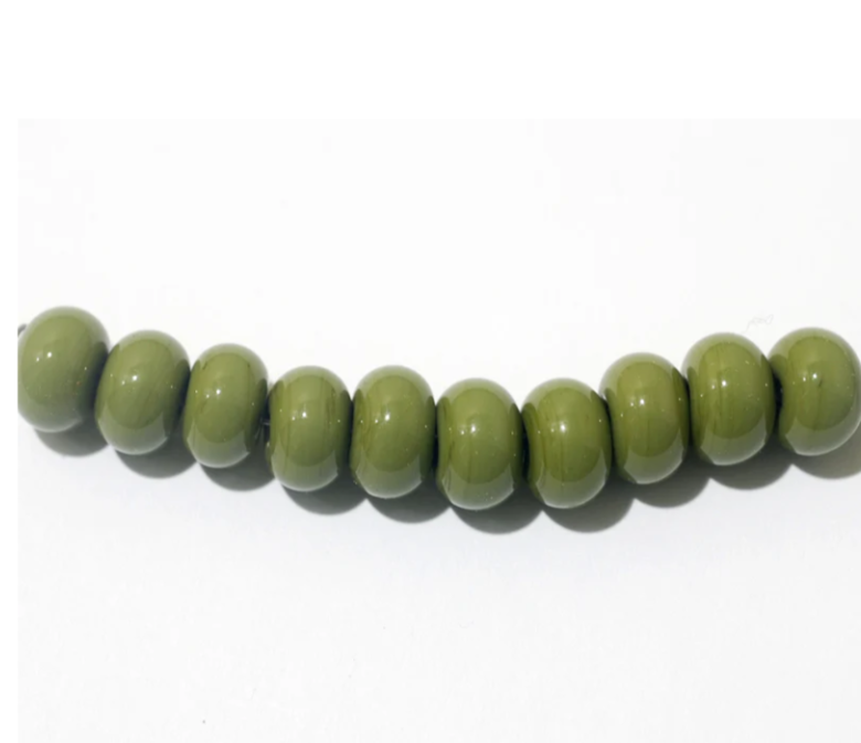 Ten Opaque Moss Spacer Beads
