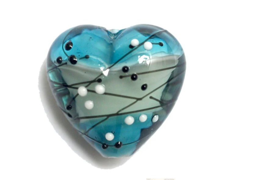 Heart lampwork bead-Windjammer Party Heart