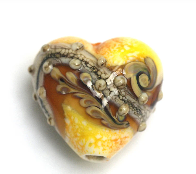 Heart lampwork bead-Safari Sunset Heart