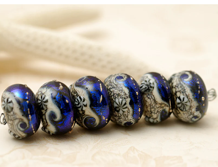Cobalt Celestial Rondelle Beads