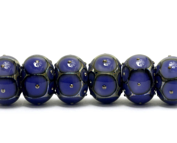 Lavender with Metal Dots glass Rondelle Beads