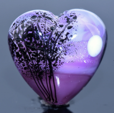 Heart lampwork bead-African Violet Moonlight Hear