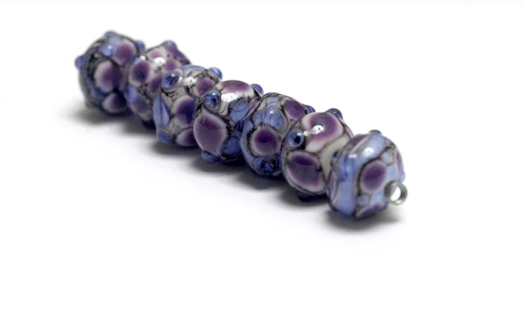 Seven Lavender Rock River Rondelle Beads