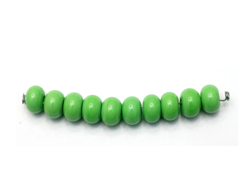 Ten Opaque Mint Green Rondelle Spacer Beads