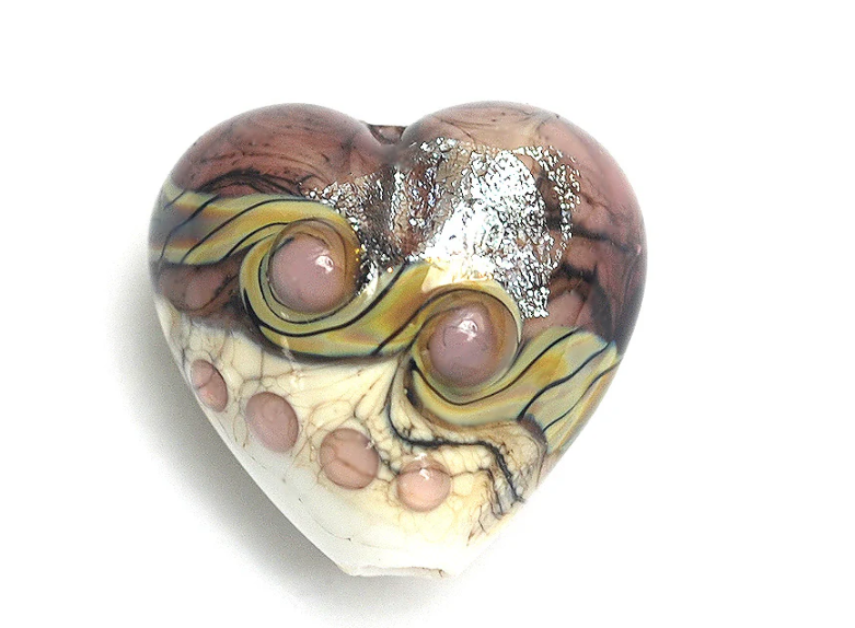 Heart lampwork bead-Blushing Pink Stardust Heart