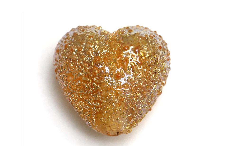 Heart lampwork bead-Golden Yellow Metallic Heart