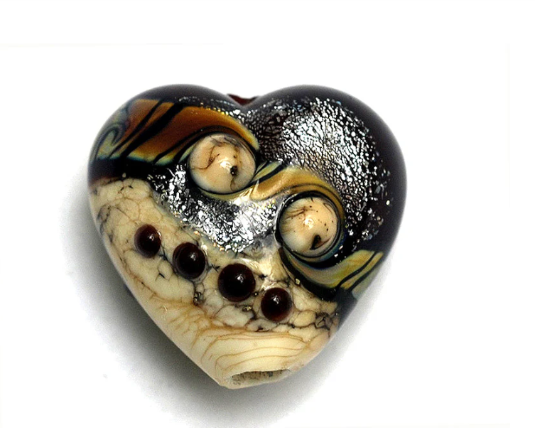 Heart lampwork bead-Dark Cherry Stardust Heart