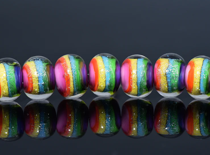 Seven Rainbow Balloons II Rondelle Beads-Rainbow