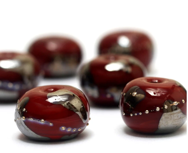 Regal Red Metallic Rondelle Beads