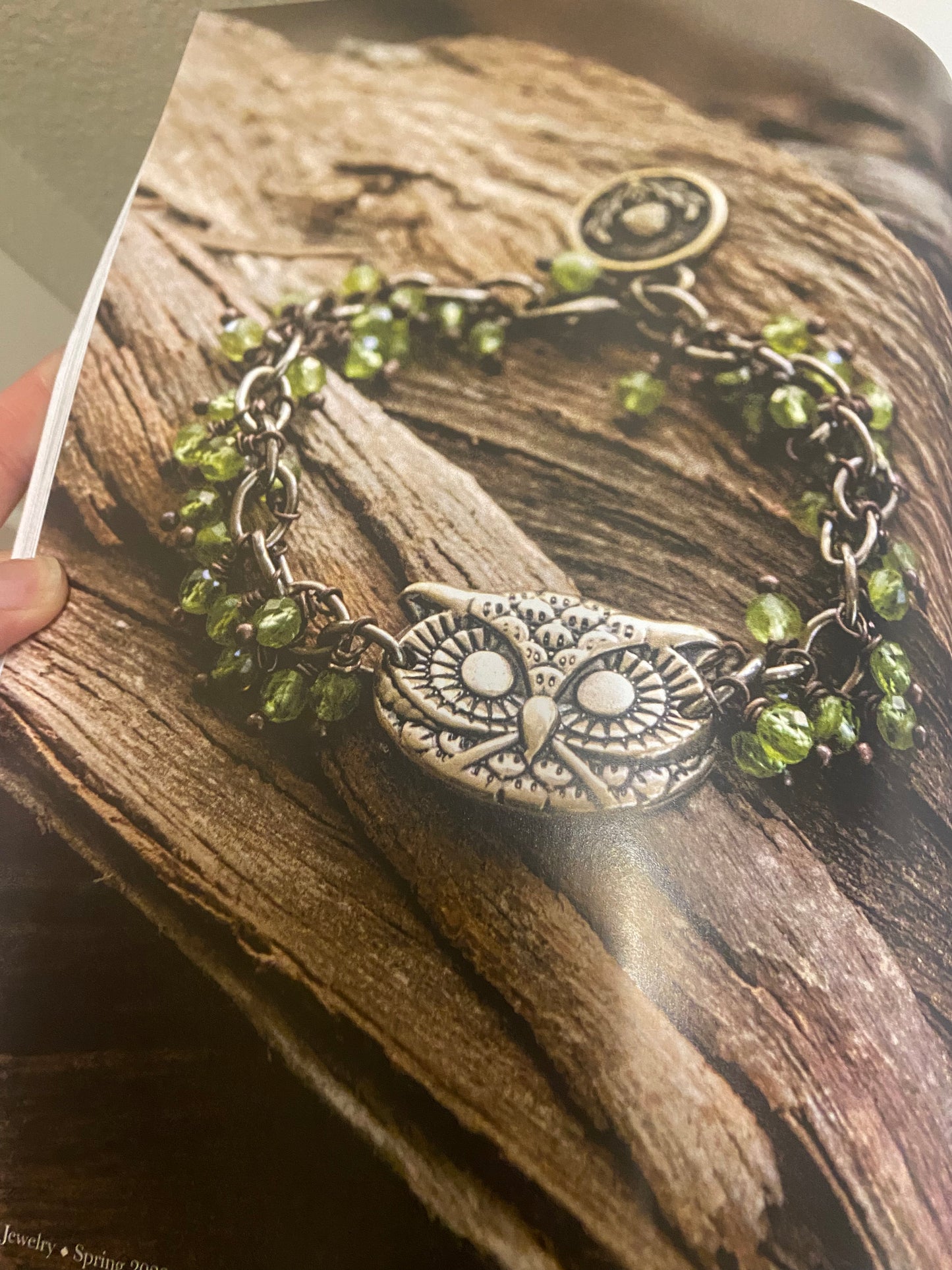 Prehnite gemstone, handmade bracelet, bronze metal, jewelry - Andria Bieber Designs 