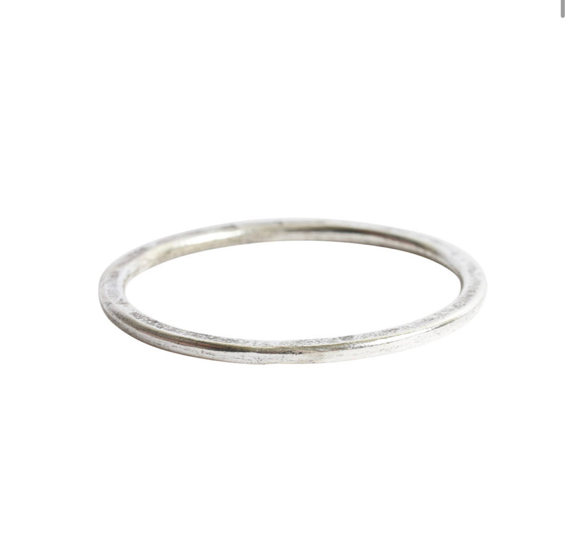 Round Hoop, Large Circle, 35mm, Antique Silver, hammered metal